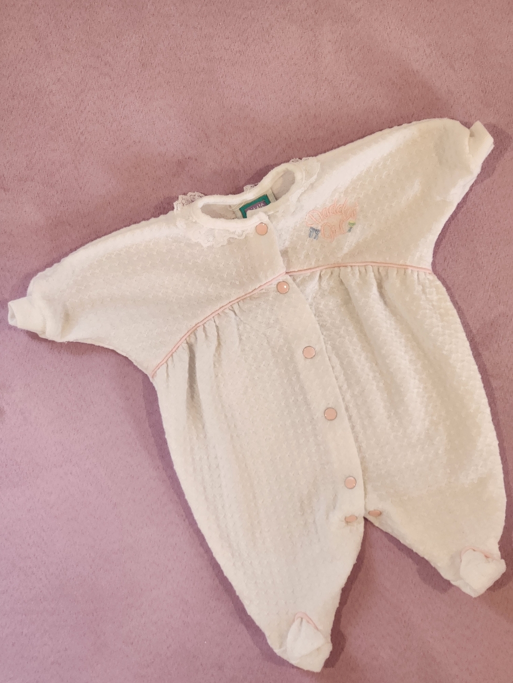 NFS! Vintage Little Me Premie Frilly Daddy's Girl Footed Button Sleeper